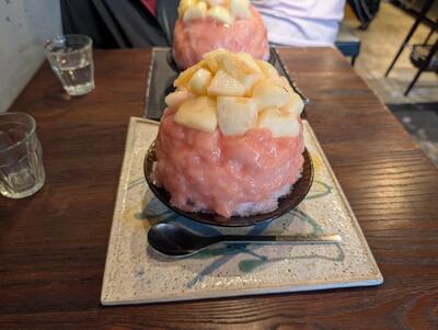 Peach shaved ice